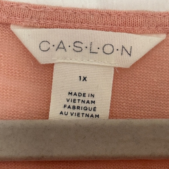 Brand New Caslon Short Sleeve Semi Sheer Tee Coral Tide Size 1X Plus - Picture 2 of 5